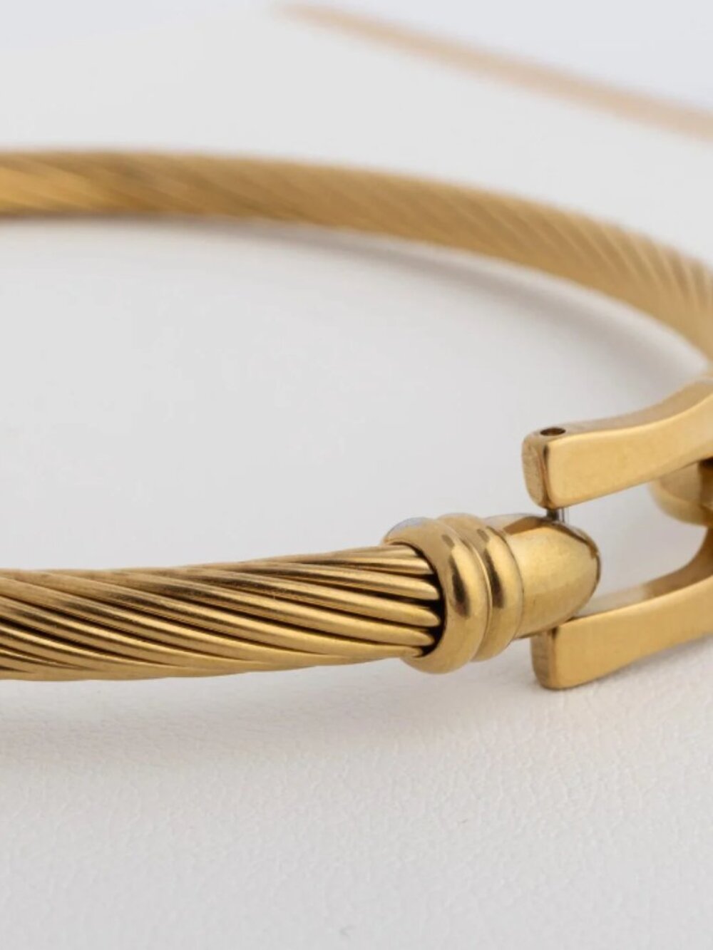 18K Gold PVD Stainless Steel Buckle Clasp Bangle Bracelet